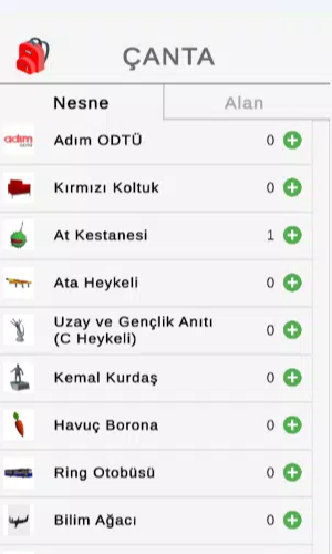 Screenshot from Ankara'yı Tanıyalım mobile game, showing a city map with interactive points