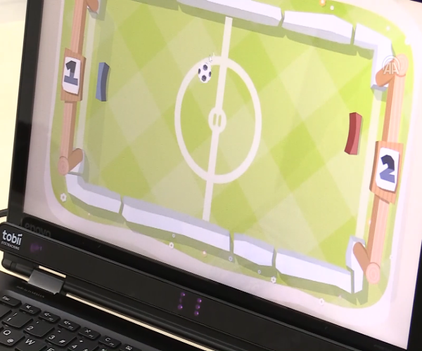 Screenshot of Gözcü eye exercise system, showing a game interface or a heatmap of eye-tracking data.